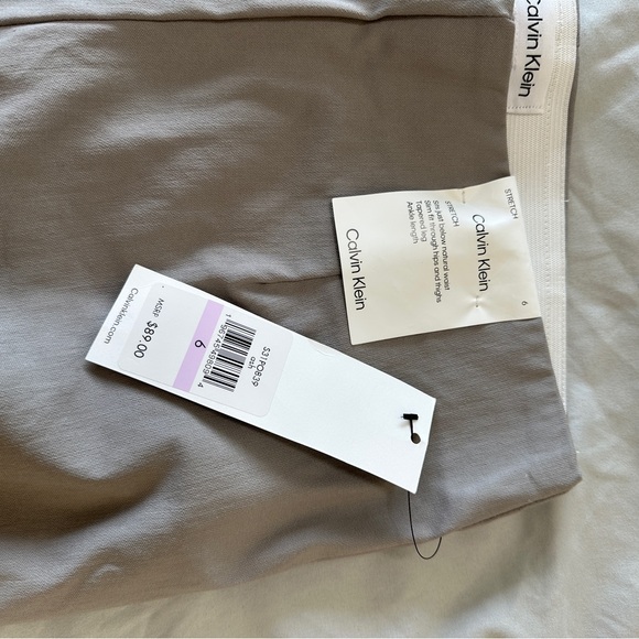 Calvin Klein Light Grey Pull on stretch cropped ankle pant business professional - Picture 2 of 3